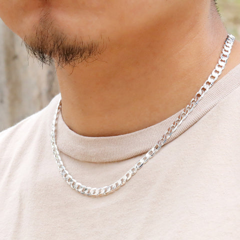 Cuban Link Choker Chain 18" Inches 7mm / 925 Silver Plated