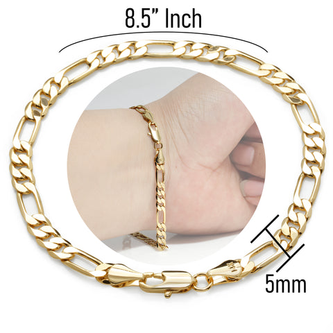 5MM / 8” Figaro Bracelet – Slim Fit, Clean Timeless Design