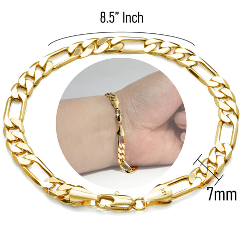 7MM / 8” Figaro Bracelet – Medium Fit-Bold, clean, and timeless