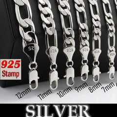Silver Fillec 5mm-12mm/24" FIGARO LINK CHAIN NECKLACE
