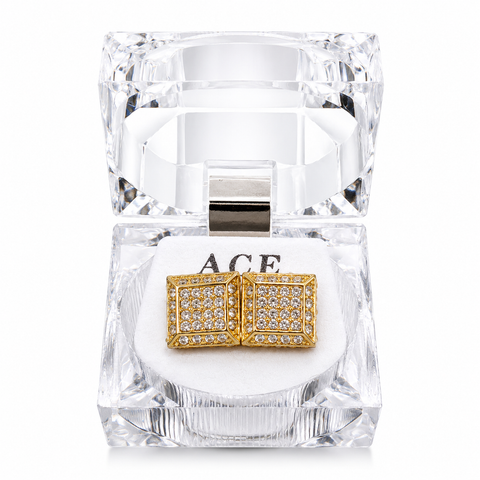Hip Hop L Square Stud Earrings – AAA+ CZ Mounted Gold Iced Out Earrings for Men & Women | Fashion Jewelry