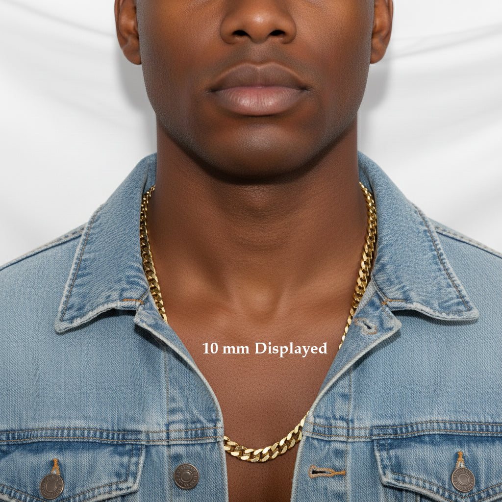 Men's Solid Concave Chain Necklace 5mm-10mm 30" IN.