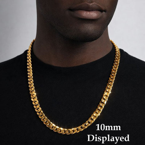 Men's Solid Concave Chain Necklace 5mm-10mm 24" IN.