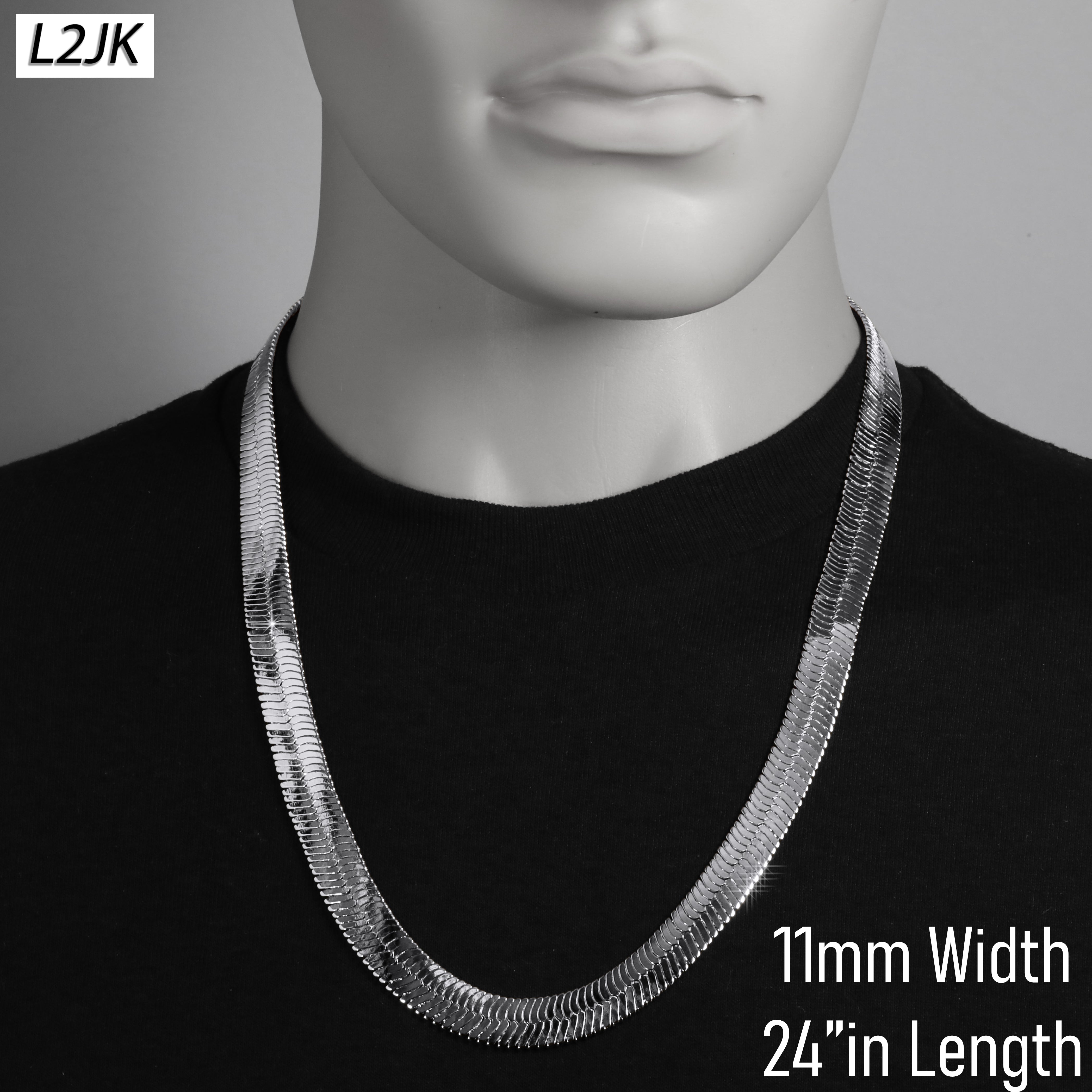 24" Herringbone Necklace 4mm-11mm(silver)