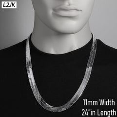 24" Herringbone Necklace 4mm-11mm(silver)