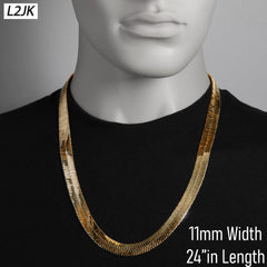 24" Herringbone Necklace 4mm-11mm