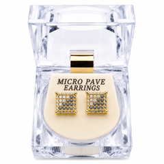Hip Hop M Square Stud Earrings – AAA+ CZ Mounted Gold-clear-Hematite Iced Out Earrings for Men & Women | Fashion Jewelry (Copy)