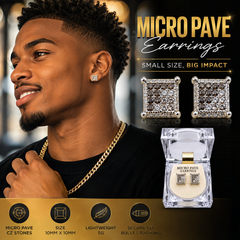 Hip Hop M Square Stud Earrings – AAA+ CZ Mounted Silver-clear-Hematite Iced Out Earrings for Men & Women | Fashion Jewelry (Copy) (Copy)