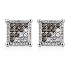 Hip Hop M Square Stud Earrings – AAA+ CZ Mounted Silver-clear-Hematite Iced Out Earrings for Men & Women | Fashion Jewelry (Copy) (Copy)