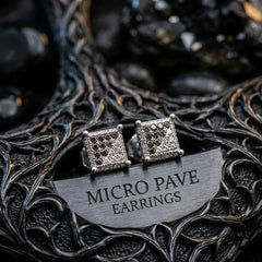 Hip Hop M Square Stud Earrings – AAA+ CZ Mounted Silver-clear-Hematite Iced Out Earrings for Men & Women | Fashion Jewelry (Copy) (Copy)