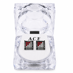 Hip Hop M Square Stud Earrings – AAA+ CZ Mounted Black-clear-Red Iced Out Earrings for Men & Women | Fashion Jewelry