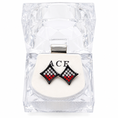 Hip Hop M Square Stud Earrings – AAA+ CZ Mounted Black-clear-red Iced Out Earrings for Men & Women | Fashion Jewelry