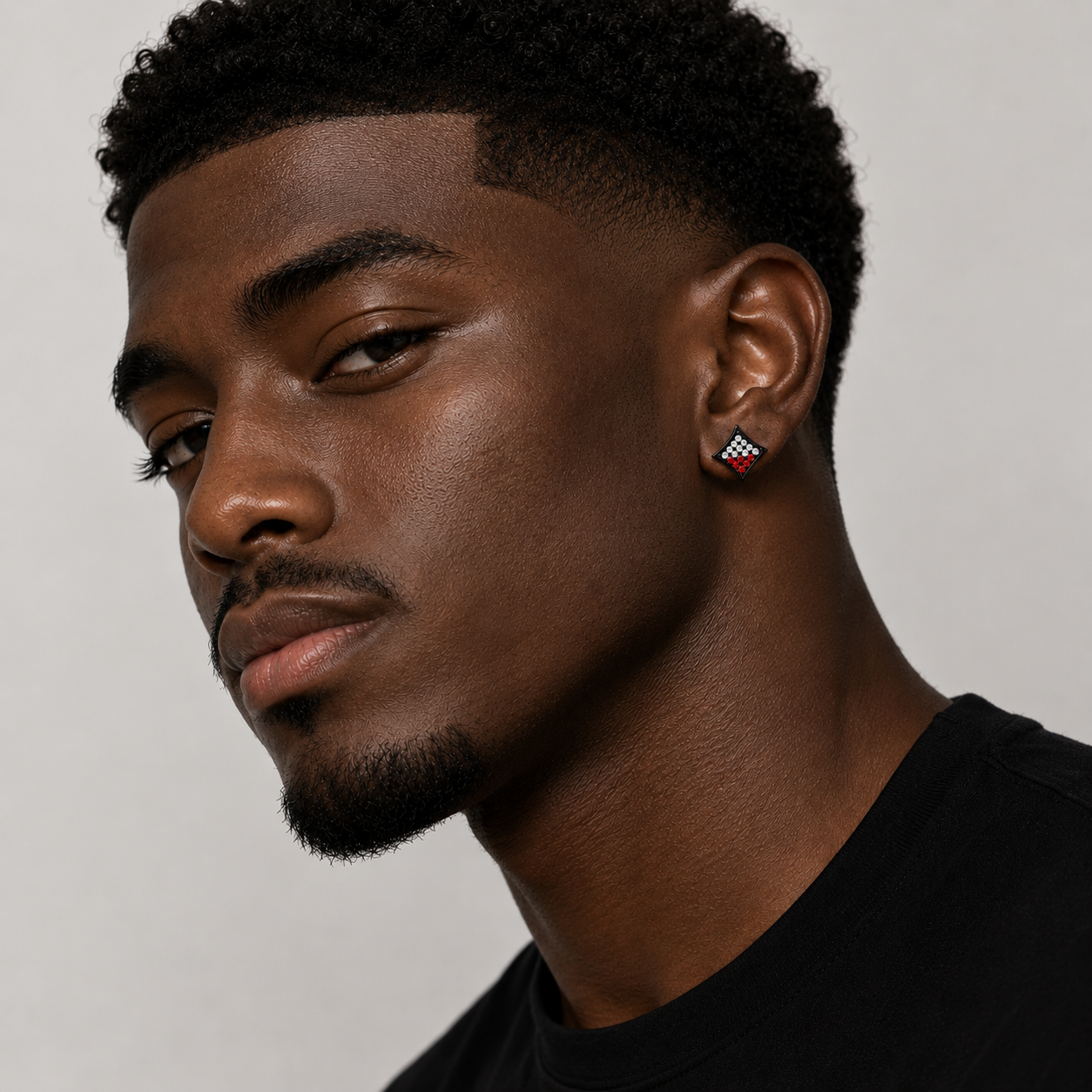 Hip Hop M Square Stud Earrings – AAA+ CZ Mounted Black-clear-red Iced Out Earrings for Men & Women | Fashion Jewelry