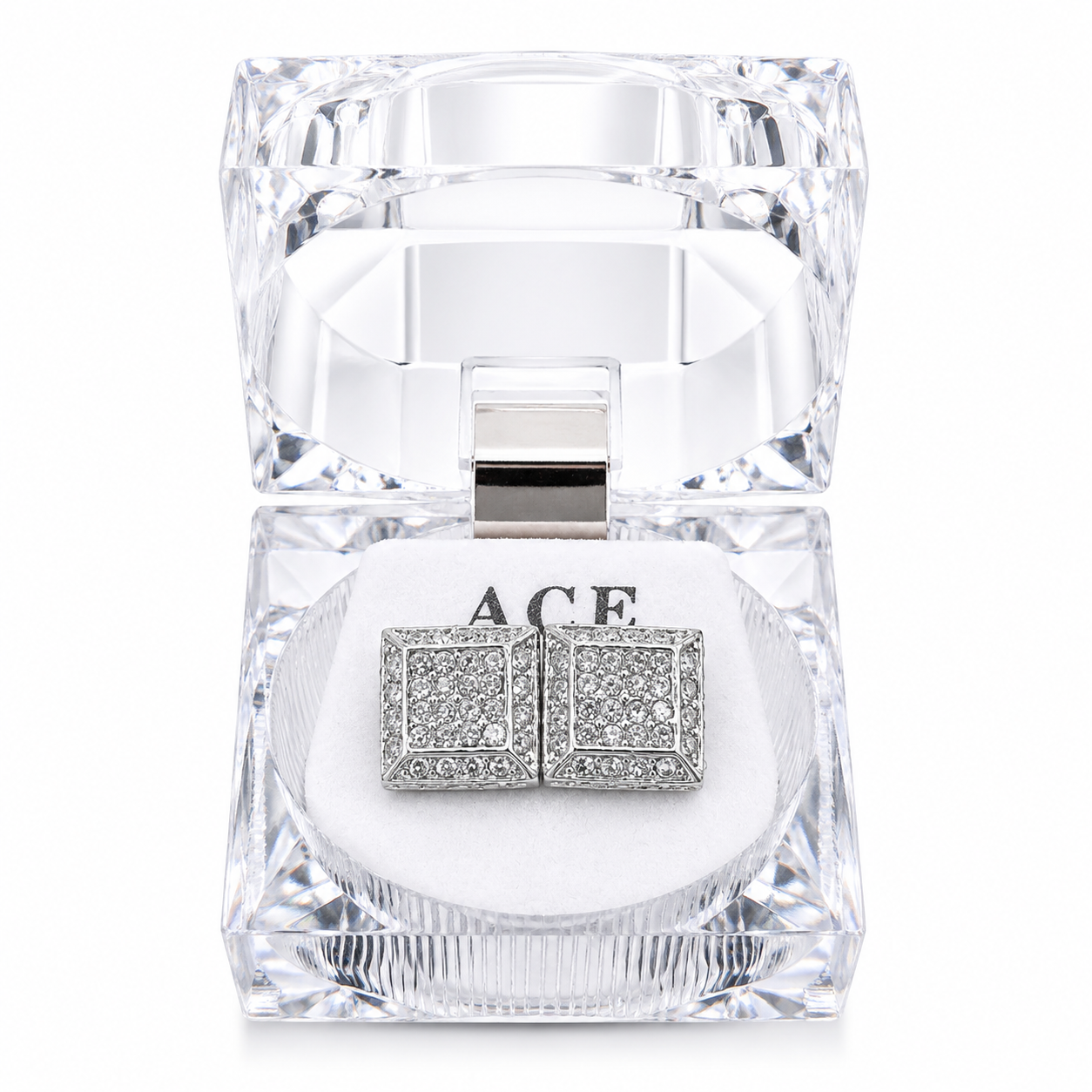 Hip Hop Square Stud Earrings – AAA+ CZ Mounted Silver Iced Out Earrings for Men & Women | Fashion Jewelry