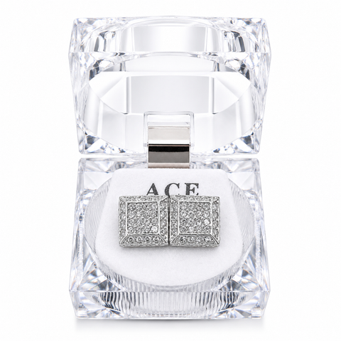 Hip Hop L Square Stud Earrings – AAA+ CZ Mounted Silver Iced Out Earrings for Men & Women | Fashion Jewelry