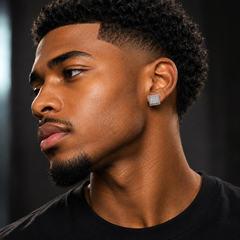 Hip Hop Square Stud Earrings – AAA+ CZ Mounted Silver Iced Out Earrings for Men & Women | Fashion Jewelry