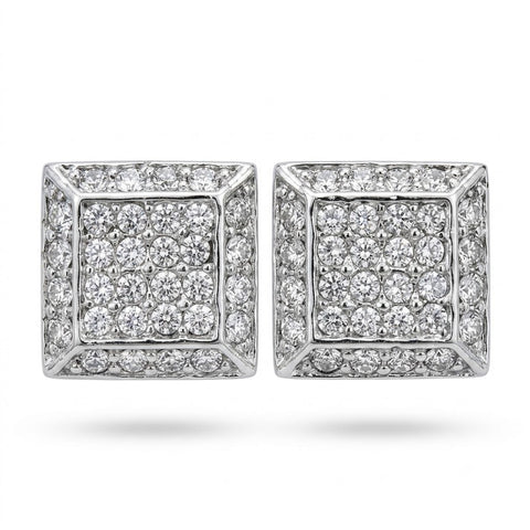 Hip Hop L Square Stud Earrings – AAA+ CZ Mounted Silver Iced Out Earrings for Men & Women | Fashion Jewelry