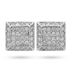 Hip Hop L Square Stud Earrings – AAA+ CZ Mounted Silver Iced Out Earrings for Men & Women | Fashion Jewelry