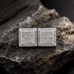 Hip Hop L Square Stud Earrings – AAA+ CZ Mounted Silver Iced Out Earrings for Men & Women | Fashion Jewelry