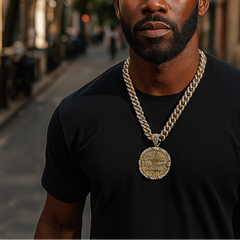 Iced Out Last Supper Pendant & Cuban Chain – Round Hip Hop Necklace 18"-24"