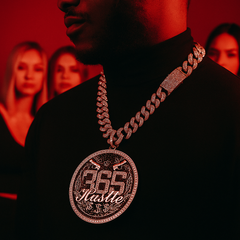 XXL Round 365 Hustle Pendant with 14K Gold Plated 20" Cuban Choker Chain – Box Clasp