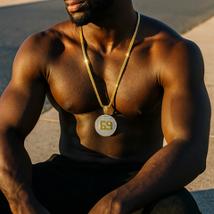 Gold 69 Necklace with Iced-Out CZ Stones & 30" Franco Chain – 14K Gold-Plated Hip Hop Pendant