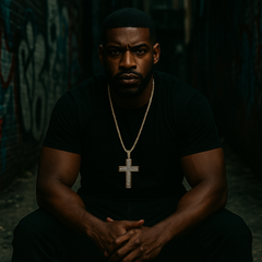 Gold Black Cross Necklace with Iced-Out CZ Stones & 30" Franco Chain – 14K Gold-Plated Hip Hop Pendant