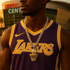 Gold Basketball Pendant Necklace – 10mm Miami Cuban Link Chain (30")
