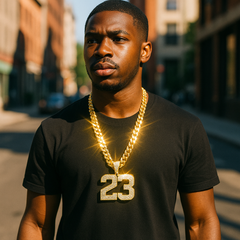 Gold 23 Pendant Necklace – 10mm Miami Cuban Link Chain (30")