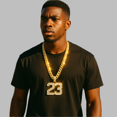 Gold 23 Pendant Necklace – 10mm Miami Cuban Link Chain (30")