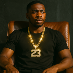 Gold 23 Pendant Necklace – 10mm Miami Cuban Link Chain (30")