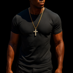 14k Gold Filled Stardust Cross Pendant 3 with Rope Chain