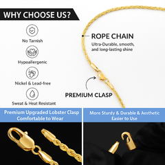 Gold Rope Chain 24" China