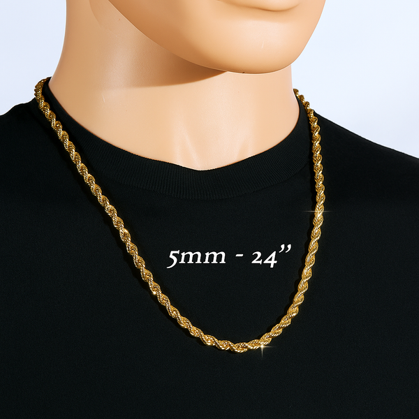 Elegant Rope Necklace – Faux Gold Plated Rope Chain for Men & Women ...