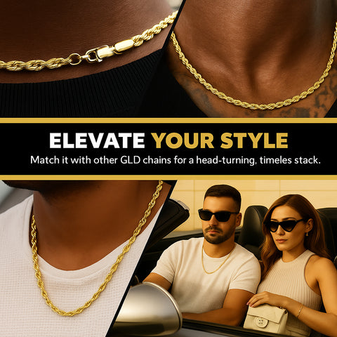 Gold Rope Chain 30" China 2-9mm