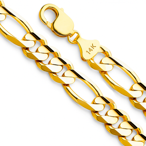 Figaro Link Choker Chain 18" Inches 6mm / 14k Gold Plated