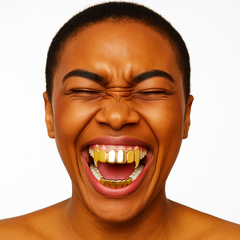 GRILLZ SET GOLD FANG PLAIN BLINGKING