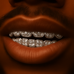 GRILLZ SET SILVER FULLY ICED KINGSTAR