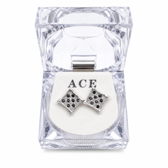 Hip Hop M Square Stud Earrings – AAA+ CZ Mounted Silver-Clear-Black Iced Out Earrings for Men & Women | Fashion Jewelry