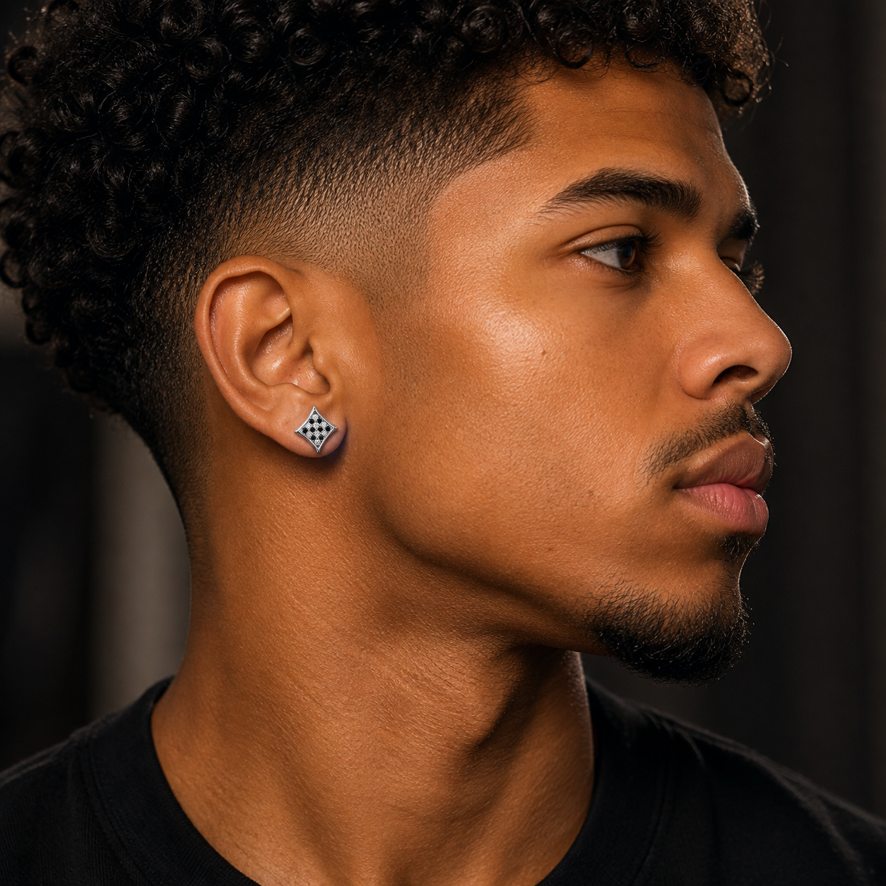 Hip Hop M Square Stud Earrings – AAA+ CZ Mounted Silver-Clear-Black Iced Out Earrings for Men & Women | Fashion Jewelry