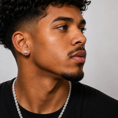 Hip Hop M Square Stud Earrings – AAA+ CZ Mounted Silver-Clear-Red Iced Out Earrings for Men & Women | Fashion Jewelry (Copy)