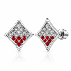 Hip Hop M Square Stud Earrings – AAA+ CZ Mounted Silver-Clear-Red Iced Out Earrings for Men & Women | Fashion Jewelry (Copy)