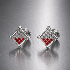 Hip Hop M Square Stud Earrings – AAA+ CZ Mounted Silver-Clear-Red Iced Out Earrings for Men & Women | Fashion Jewelry (Copy)