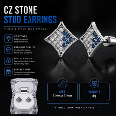 Hip Hop M Square Stud Earrings – AAA+ CZ Mounted Silver-Clear-Blue Iced Out Earrings for Men & Women | Fashion Jewelry (Copy) (Copy)