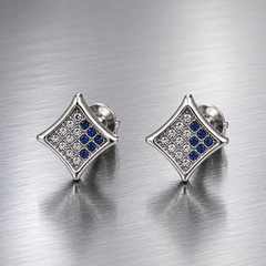 Hip Hop M Square Stud Earrings – AAA+ CZ Mounted Silver-Clear-Blue Iced Out Earrings for Men & Women | Fashion Jewelry (Copy) (Copy)