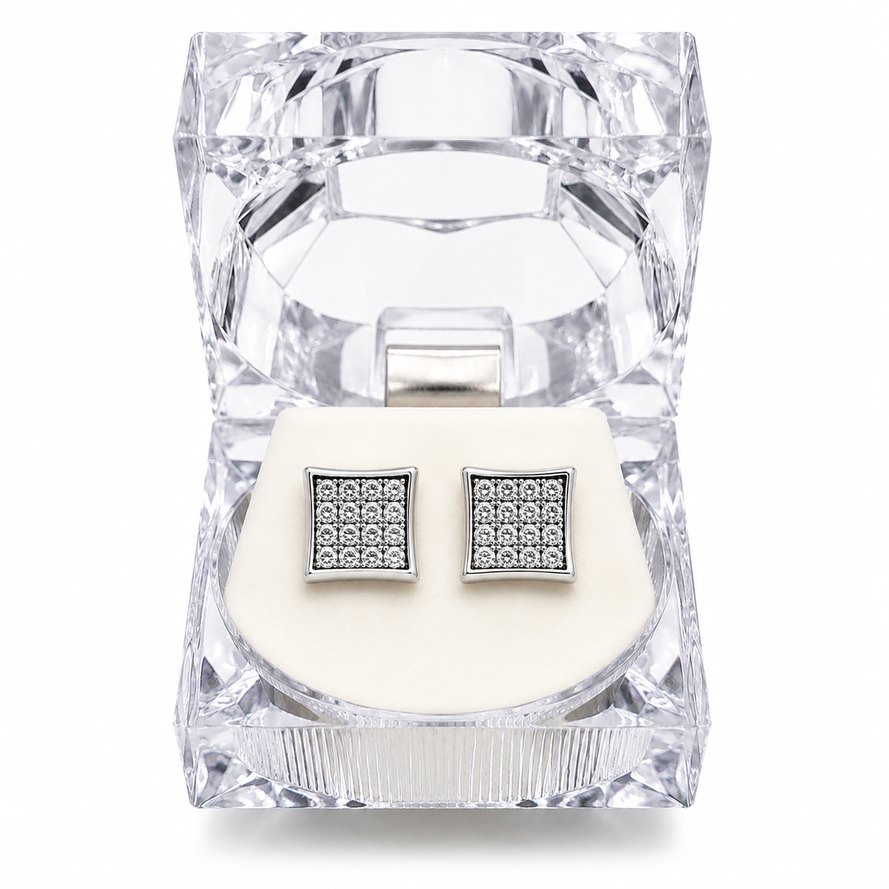 Hip Hop M Square Stud Earrings – AAA+ CZ Mounted Silver-Clear Iced Out Earrings for Men & Women | Fashion Jewelry (Copy) (Copy) (Copy)