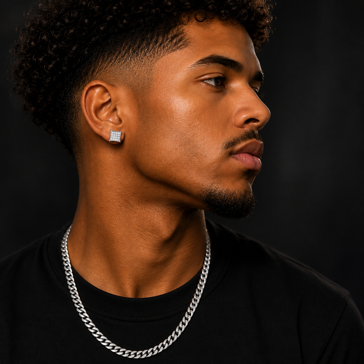 Hip Hop M Square Stud Earrings – AAA+ CZ Mounted Silver-Clear Iced Out Earrings for Men & Women | Fashion Jewelry (Copy) (Copy) (Copy)