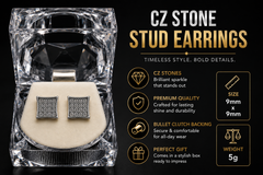 Hip Hop M Square Stud Earrings – AAA+ CZ Mounted Silver-Clear Iced Out Earrings for Men & Women | Fashion Jewelry (Copy) (Copy) (Copy)