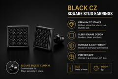 Hip Hop M Square Stud Earrings – AAA+ CZ Mounted Black-Black Iced Out Earrings for Men & Women | Fashion Jewelry (Copy) (Copy) (Copy) (Copy)