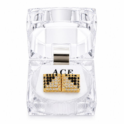 Hip Hop L Square Stud Earrings – AAA+ CZ Mounted Gold Clear/Black Iced Out Earrings for Men & Women | Fashion Jewelry